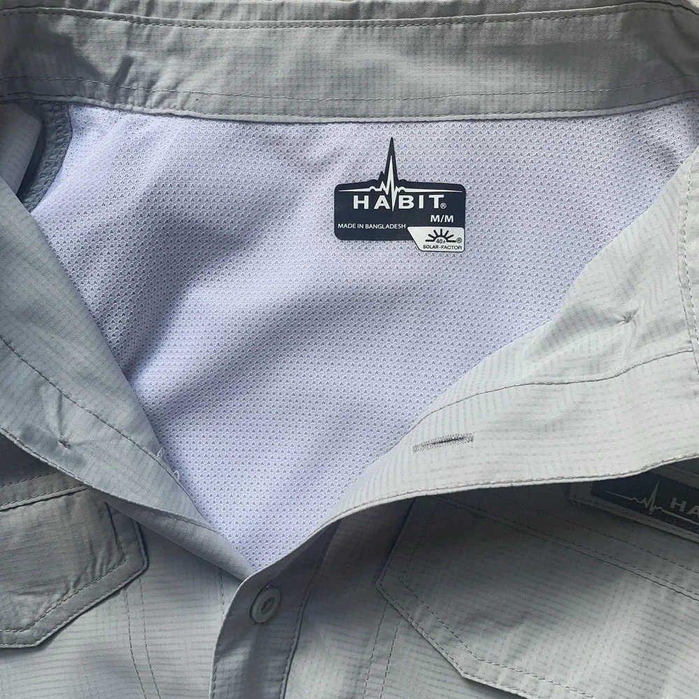Habit Men's River Guide Lg Sleeve Fishing Shirt M-Solar Factor Grey‎ Lightweight
